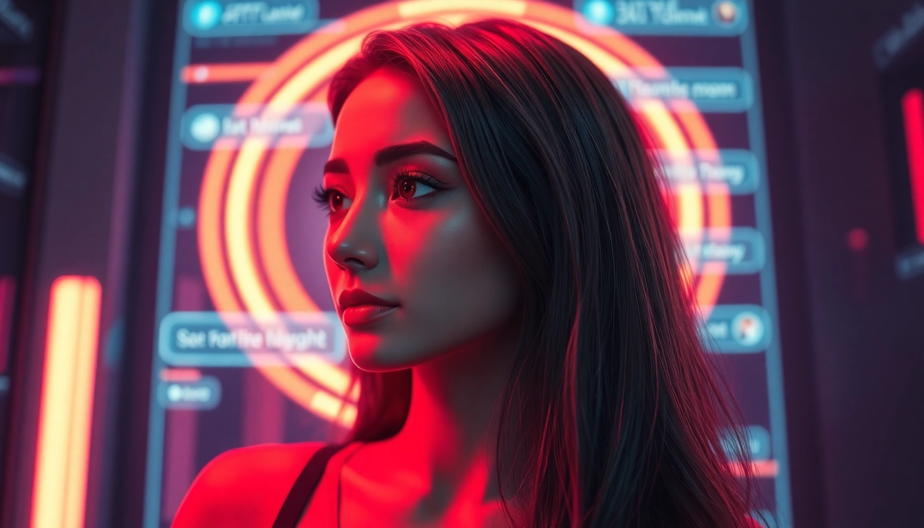 Engaging Ai sex chat scene with an AI avatar facilitating intimate conversations, highlighting user interaction and immersive design for accessibility.