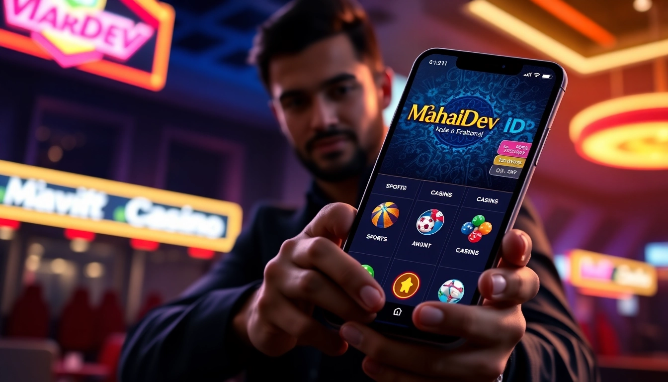 Secure Mahadev ID login interface showcasing sports and casino options on a mobile device for easy online betting access.