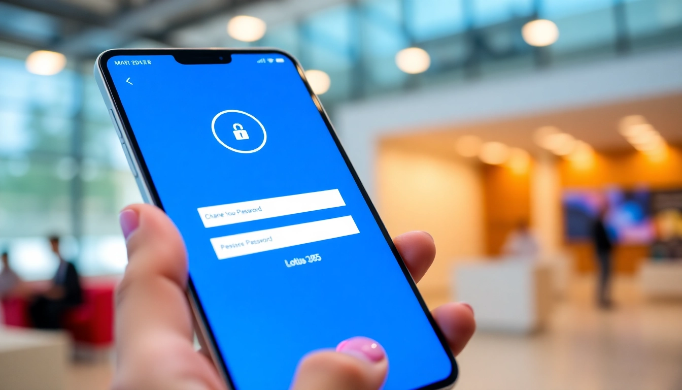 Dashboard of Lotus 365 app showing step-by-step password change process for user account security.