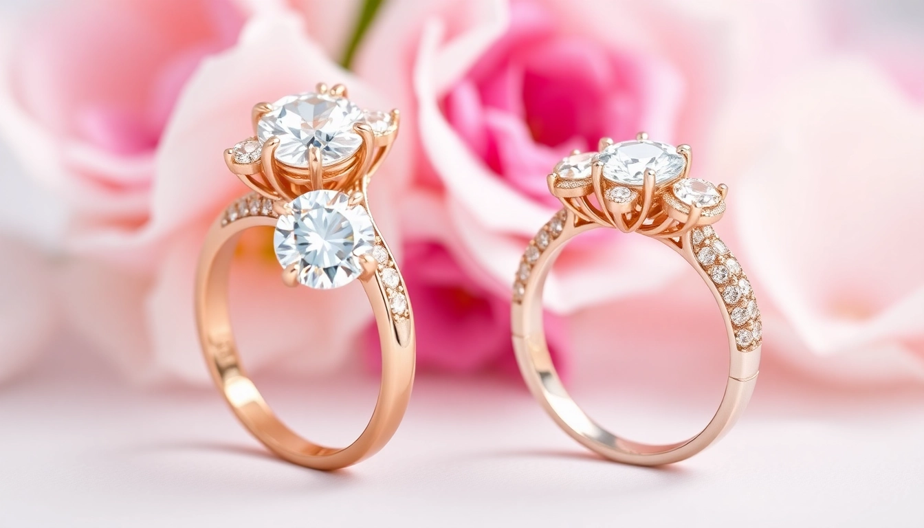 Proposal rings in modern setting with sparkling diamonds and elegant design for special moments