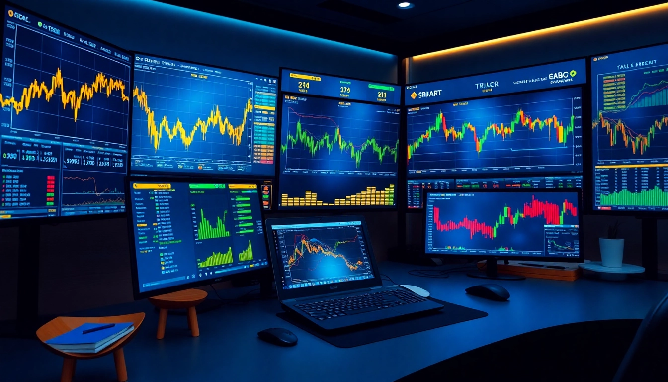 UK Trading and Investment Platform showcasing a trader monitoring stocks, gold, and currency